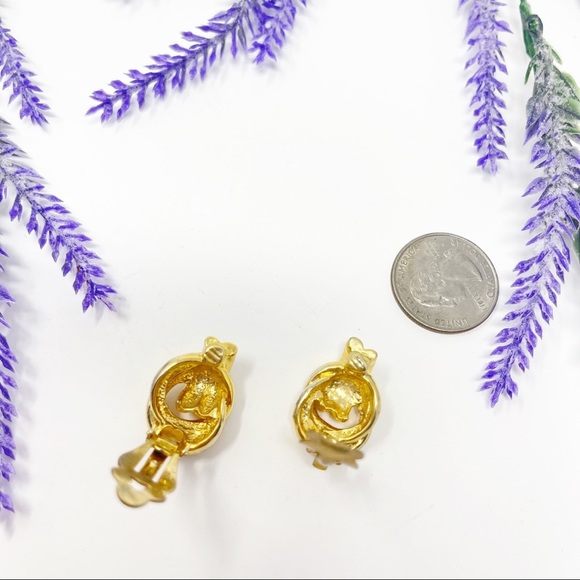 Vintage Two Tone Twisted Knot Dainty Clip On Earrings - Picture 3 of 4